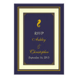 Navy Gold Seahorse Nautical Wedding Response Card Custom Invite