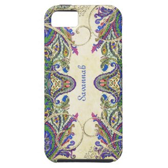 Navy Gold Vintage Peacock Paisley iPhone 5 Case
