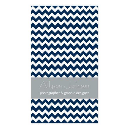 Navy & Gray Chevron Design Business Cards (front side)