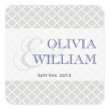 Navy gray Moroccan tile ampersand modern wedding Sticker