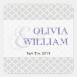Navy gray Moroccan tile ampersand modern wedding Sticker