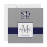 Navy Gray Save the Date Wedding Announcement