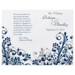 navy gray white abstract floral wedding program flyers