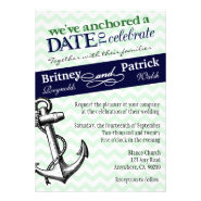 Navy & Green Anchor Nautical Wedding Invitations
