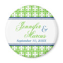 Navy green filigree fancy wedding save the date magnet