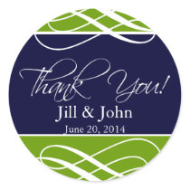 Navy Green Thank You Favor Labels Wedding Stickers