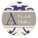 Navy Grey Customize Last and First Name Sticker