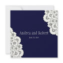 Navy Grey Save the Date Wedding Announcement invitation