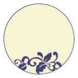 navy ivory flourish round sticker