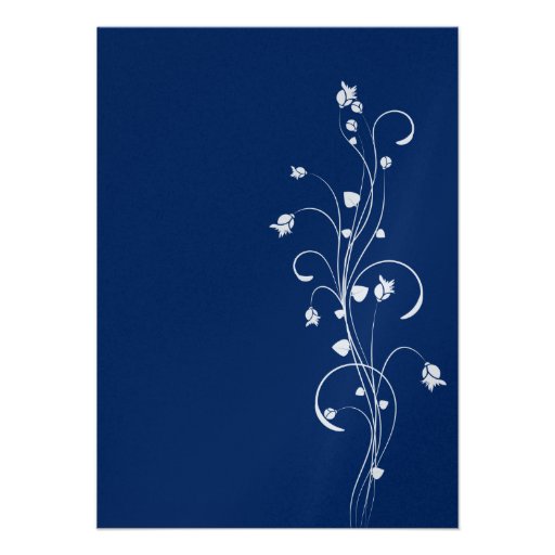Navy Light Gray Floral Design Bridal Shower Invite