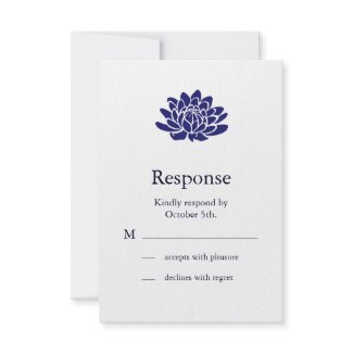 Navy Lotus Flower RSVP invitation
