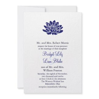 Navy Lotus Flower Wedding invitation invitation