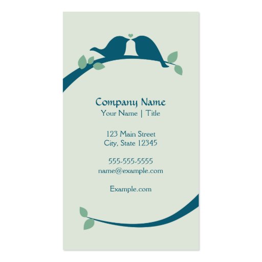 Navy Love Birds Business Cards (front side)