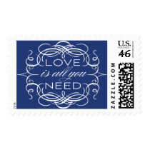 Navy Love Postage Calligraphy