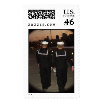 Navy Men walking home postage