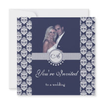 Navy/Midnight - Damask Photo Wedding Invitations