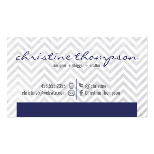 Navy Modern Chevron Professional Business Card (front side)