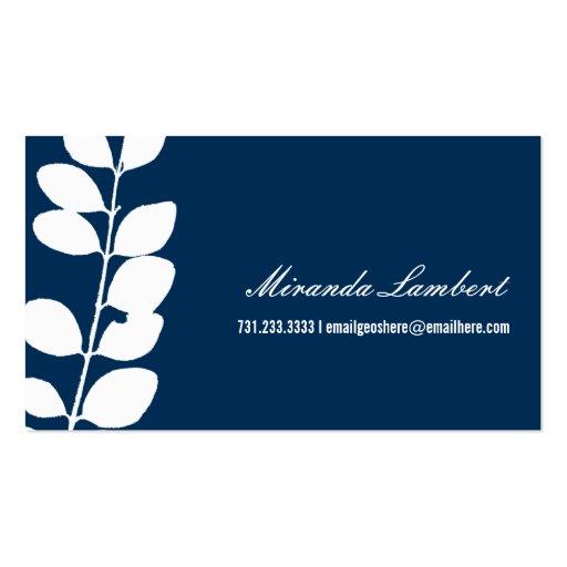 Navy Modern Foliage Calling Cards Business Card (front side)