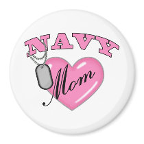 Navy Mom Pink Heart N Dog Tags Fridge Magnets