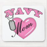 Navy Mom Pink Heart N Dog Tags Mouse Pad