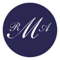 Navy Monogram Invitation Seal Three Letters stickers by monogramgallery Navy Monogram Invitation Seal Three Letters stickers