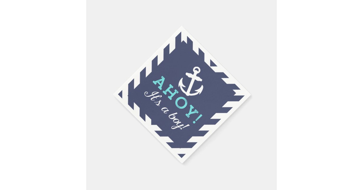 Navy Nautical Chevron Baby Shower Napkins Zazzle