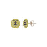 Navy Nautical Heart Anchor Gold Faux Glitter Earrings