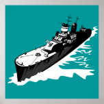 navy naval warship battleship with big guns poster posters