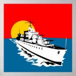 navy naval warship battleship with big guns poster posters