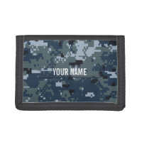 Navy NWU Camouflage Customizable Tri-fold Wallet