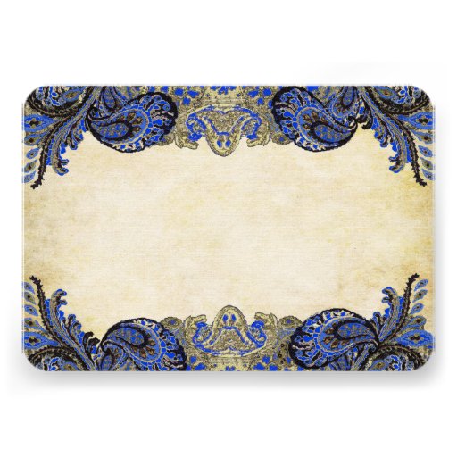 Navy Paisley Peacock Colors Wedding Response Cards Invitation