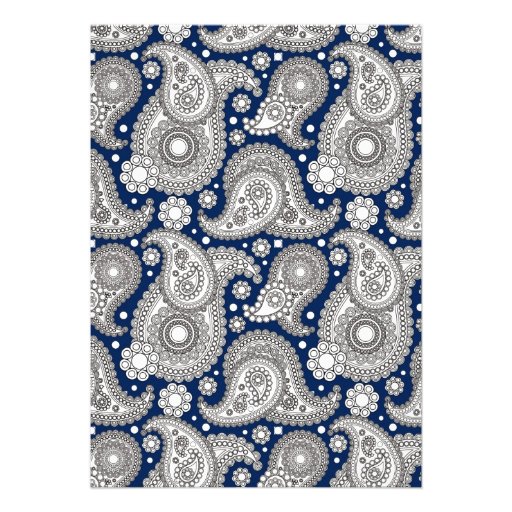Navy Paisley Wedding Invitations