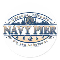 Navy Pier Chicago Round Stickers