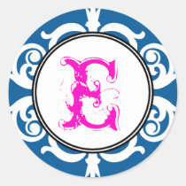 Navy pink goth punk monogram initial wedding favor stickers