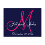 Navy Pink Save the Date Custom Monogram Postcards