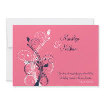 Navy, Pink, White Floral Wedding Invitation