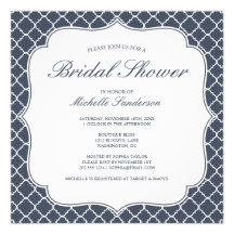 Navy Quatrefoil Bridal Shower Invite