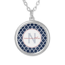 Navy Quatrefoil Monogram Custom Jewelry