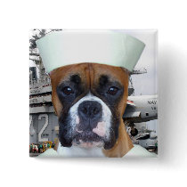 Navy Sailor Boxer Dog button