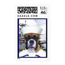 Navy Sailor Boxer Dog postage by ritmoboxer Navy Sailor Boxer Dog postage