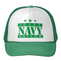 NAVY Sailor - Green Logo Trucker Hats
