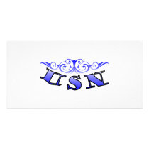 Navy Scroll Photo Card Template