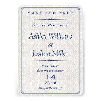 Navy Silver Damask Elegant Save the Date Cards