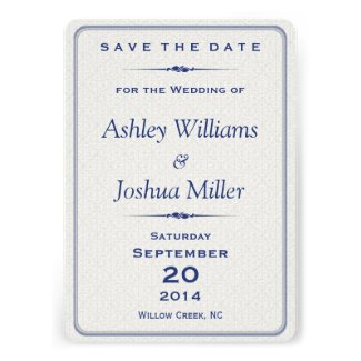 Navy Silver Damask Elegant Save the Date Cards