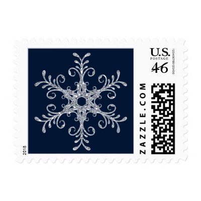 Navy Silver Glitter LOOK Snowflake Postage