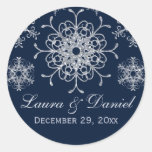 Navy Silver Glitter LOOK Snowflake Wedding Sticker