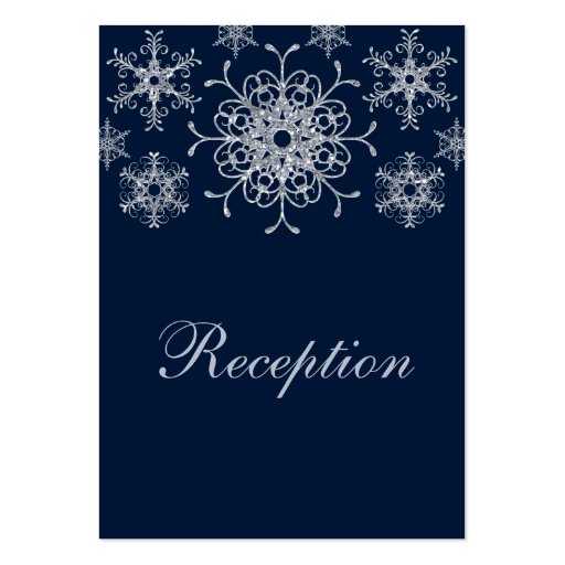 Navy Silver Glitter LOOK Snowflakes Enclosure Card Business Card Templates (front side)