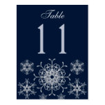 Navy Silver Glitter Snowflakes Table Number Card Postcard