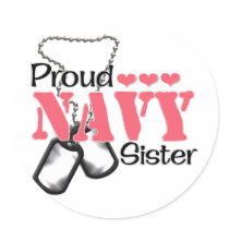 Navy Sister Hearts Stickers