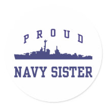 Navy Sister Round Sticker